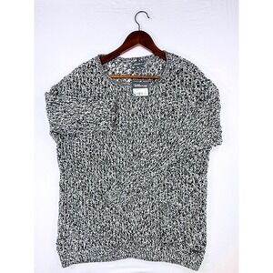 Eddie Bauer, Adventure Cotton Knit Sweater, Black White Peekaboo,‎ Women's M